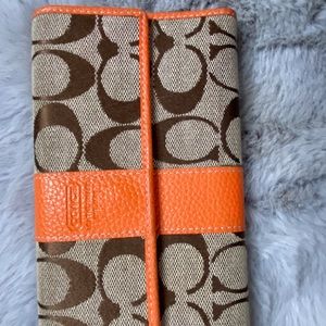 Coach wallet- coach logo with orange leather
